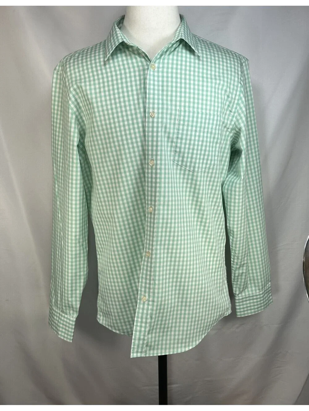 Banana Republic Check Non-Iron Slim Button Up Green Mens L